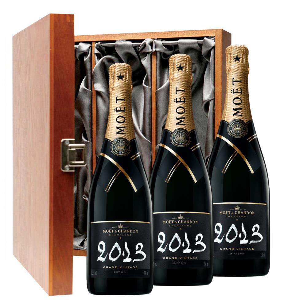 Moet And Chandon Brut Vintage 2013 Champagne 75cl Three Bottle Luxury Gift Box